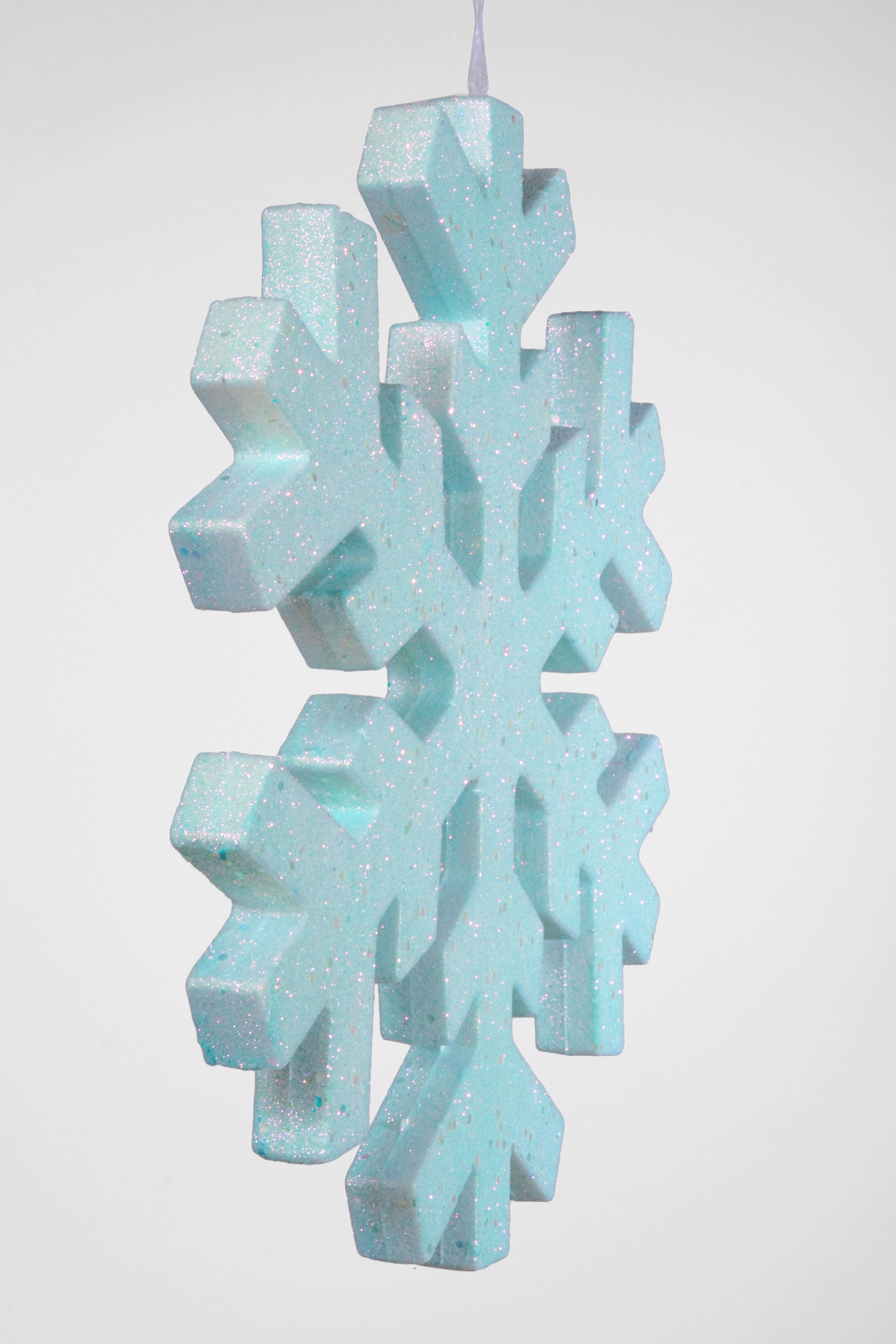 16" Foam Snowflake With Glitter Light Blue
