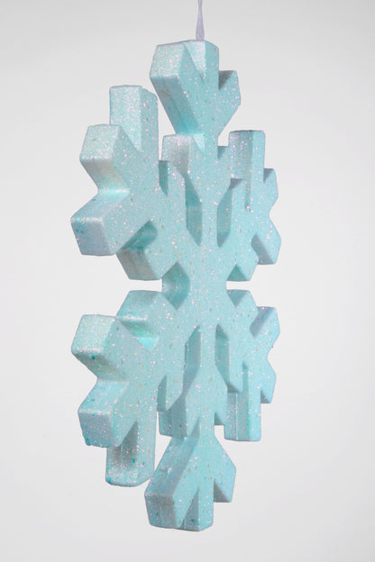 16" Foam Snowflake With Glitter Light Blue