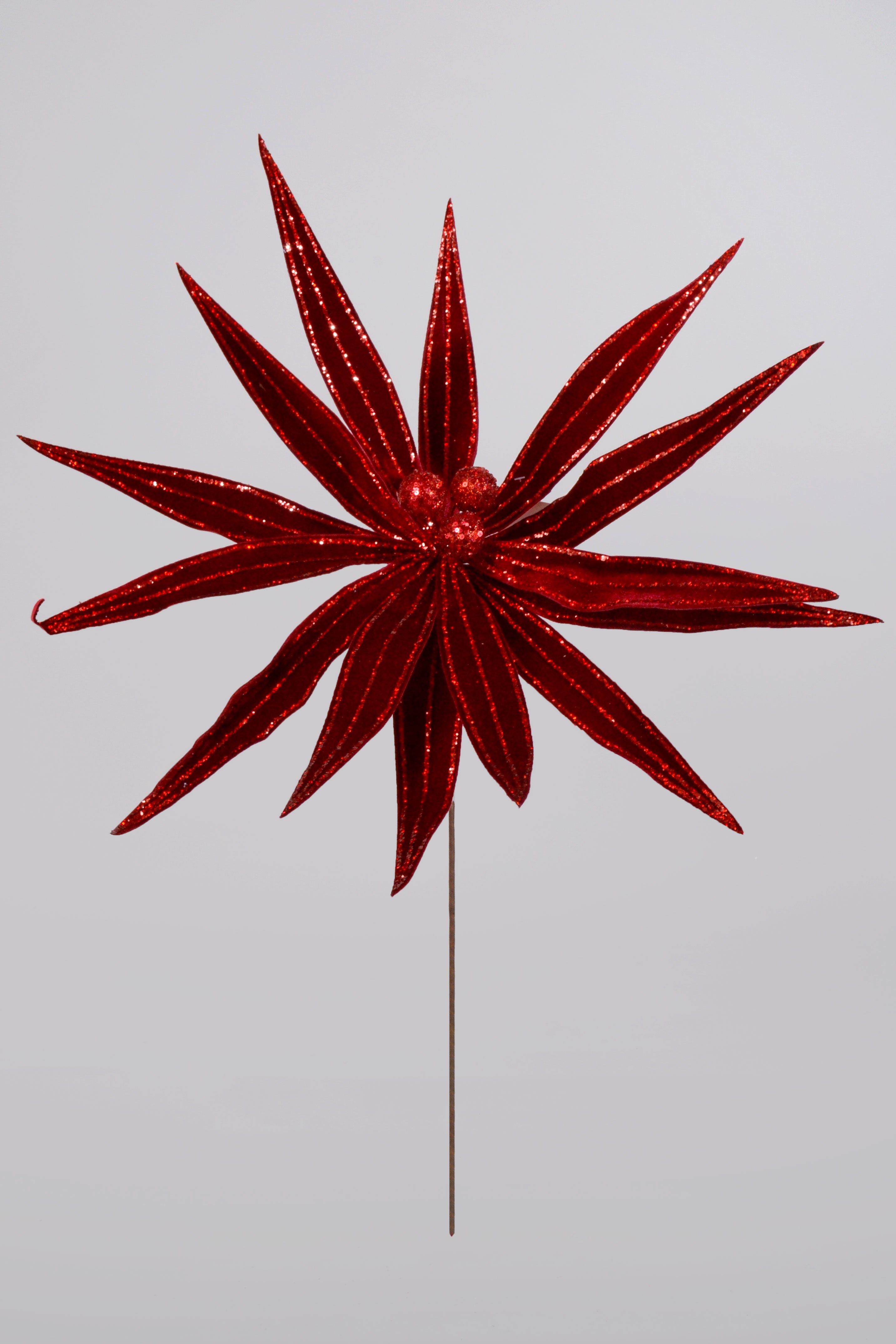 29.5" Glitter Poinsettia Stem