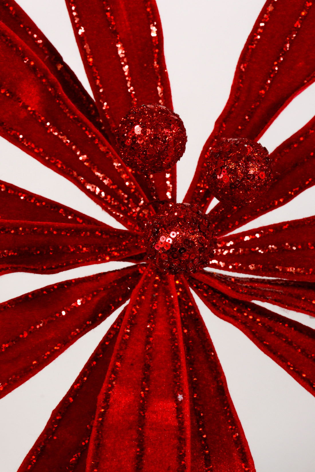 29.5" Glitter Poinsettia Stem Red