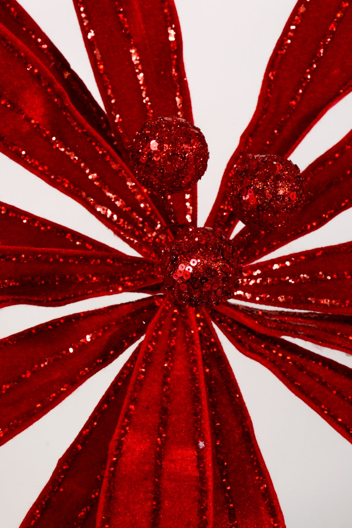 29.5" Glitter Poinsettia Stem Red