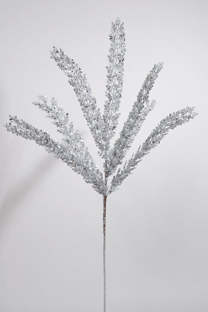 29" Glitter Fern Bush silver