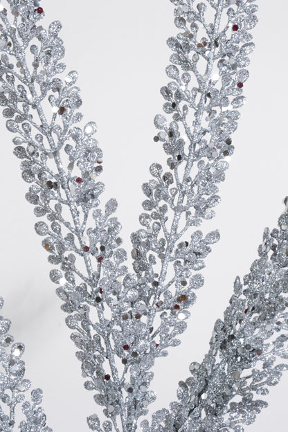 29" Glitter Fern Bush silver