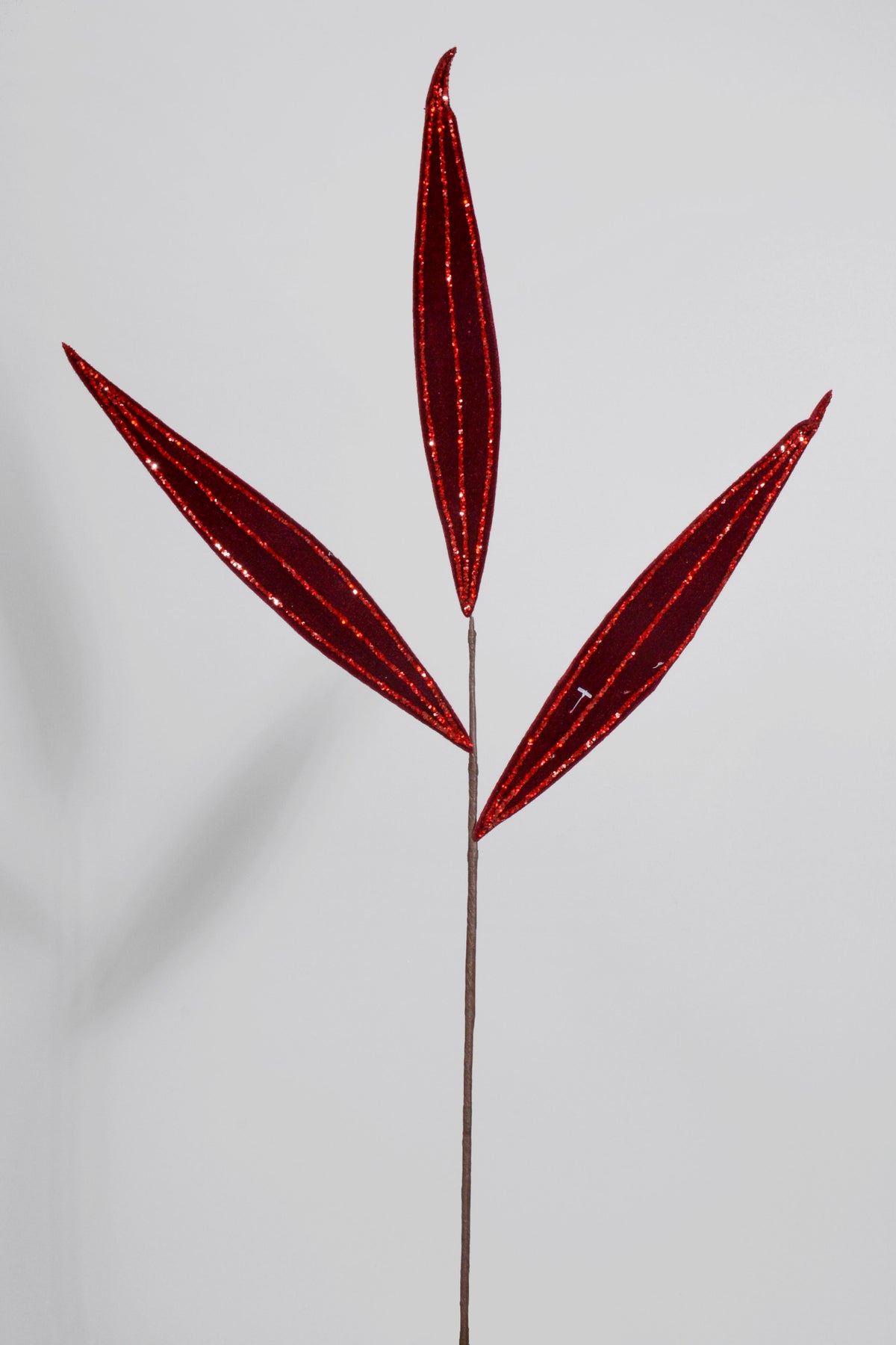 29.5" Glitter Leaf Stem Burgundy
