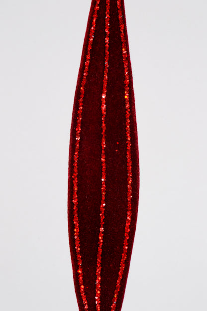 29.5" Glitter Leaf Stem Burgundy