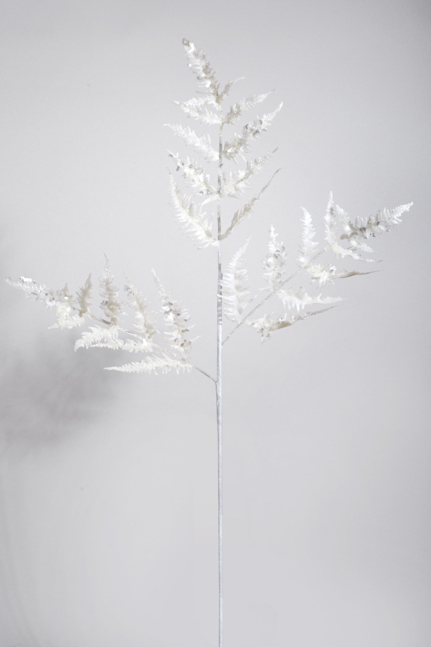 31" Metallic Leaf Spray With Glitter White