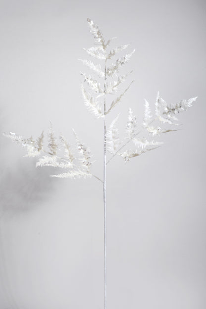 31" Metallic Leaf Spray With Glitter White