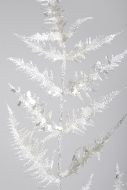 31" Metallic Leaf Spray With Glitter White