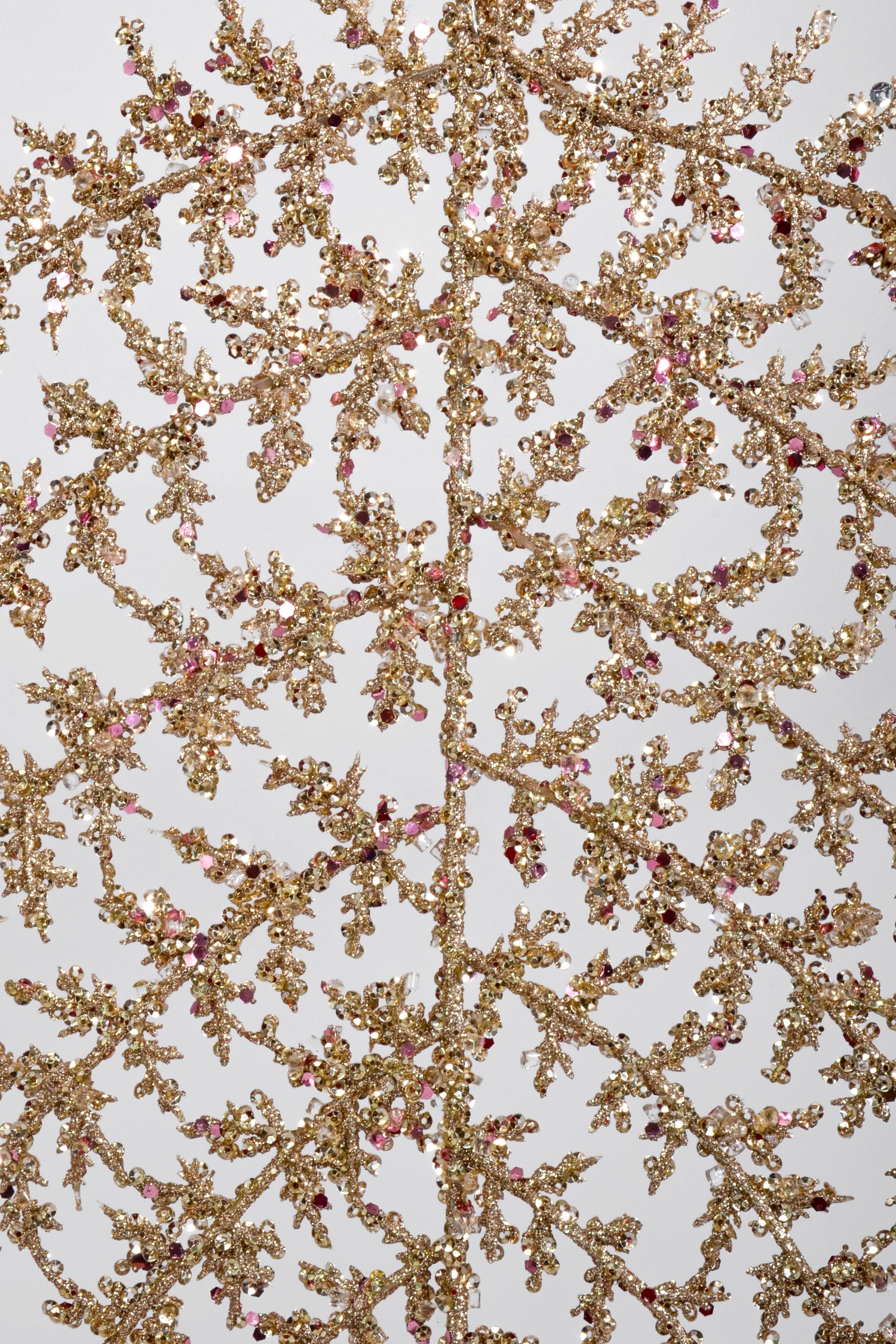 33" Glitter Hanging Palm Leaf Spray Champagne