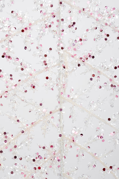 33" Glitter Hanging Palm Leaf Spray White