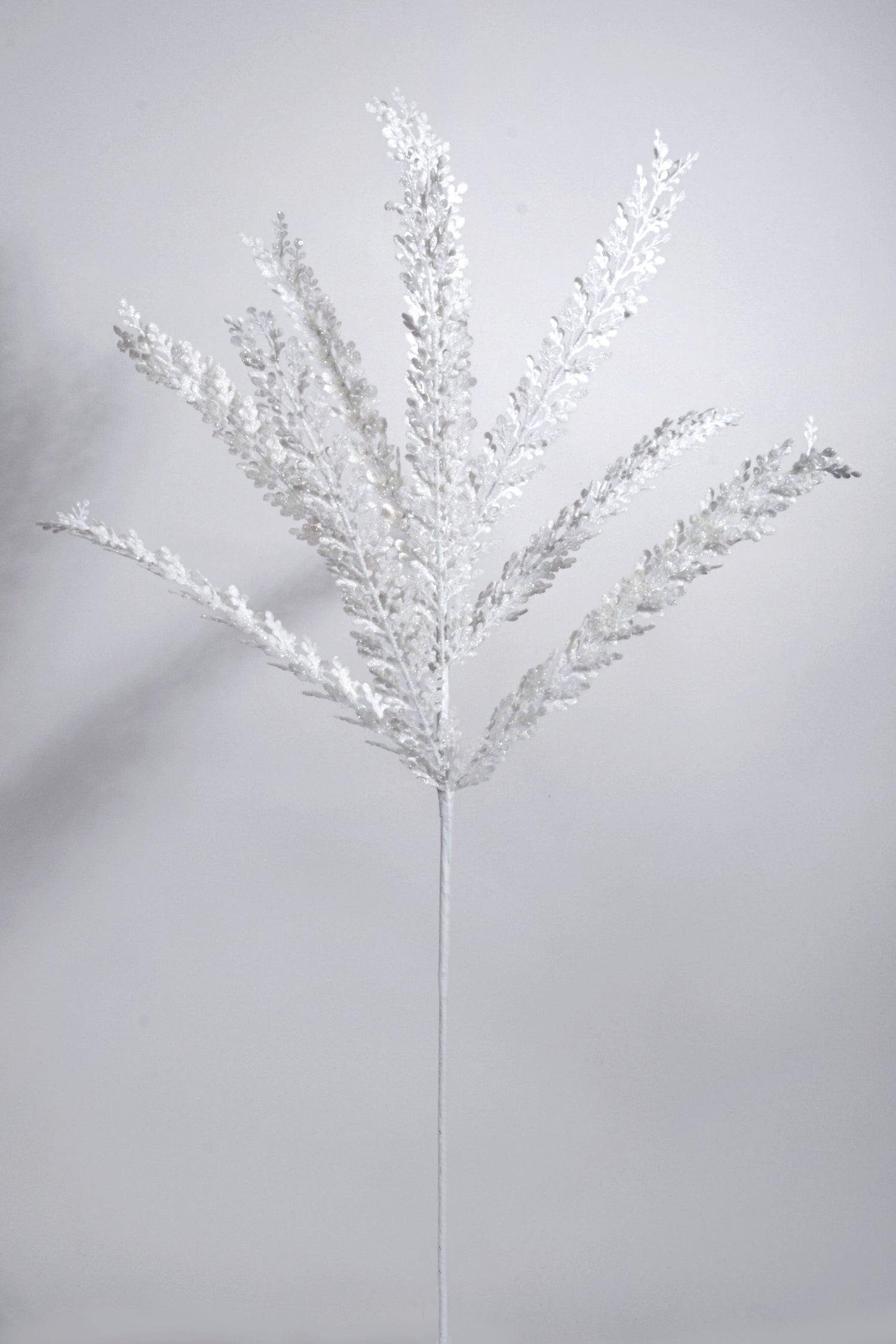 29" Glitter Fern Bush White