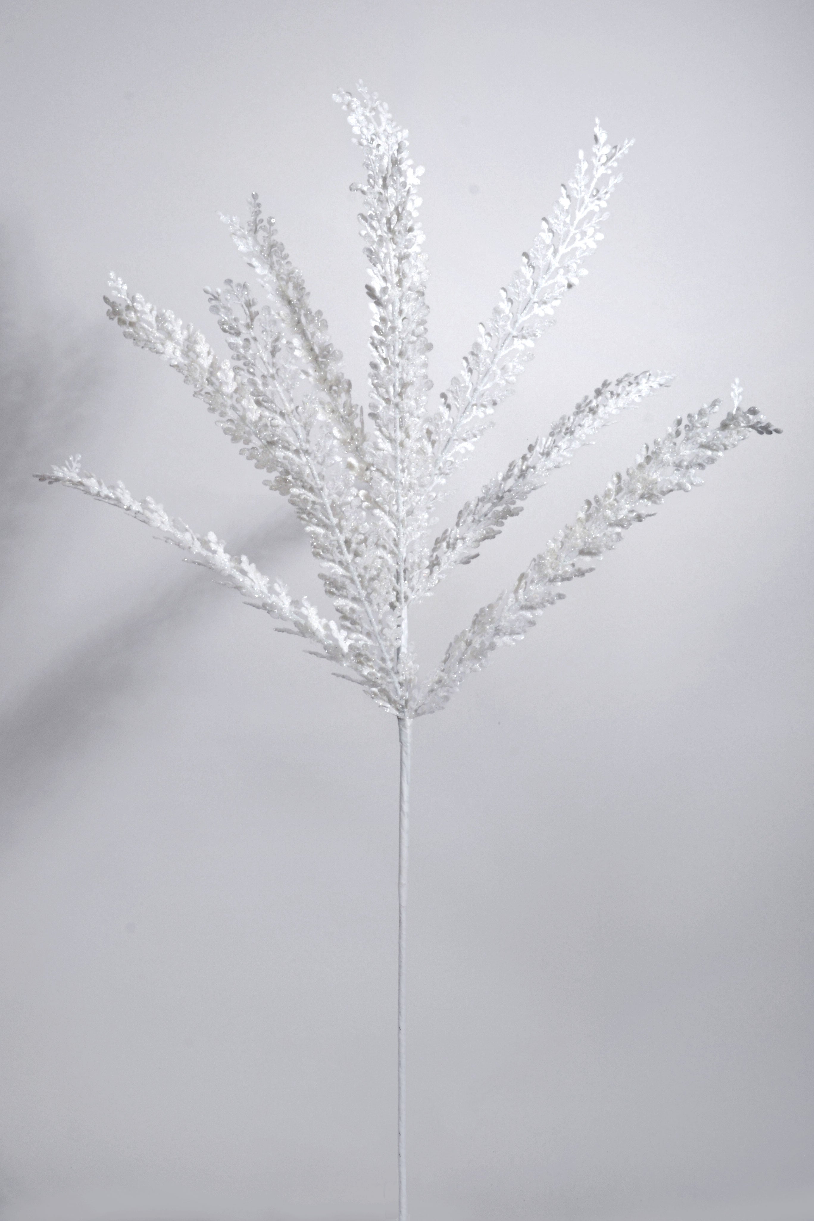 29" Glitter Fern Bush White