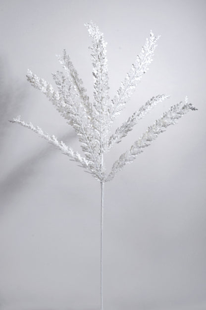 29" Glitter Fern Bush White