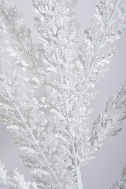 29" Glitter Fern Bush White