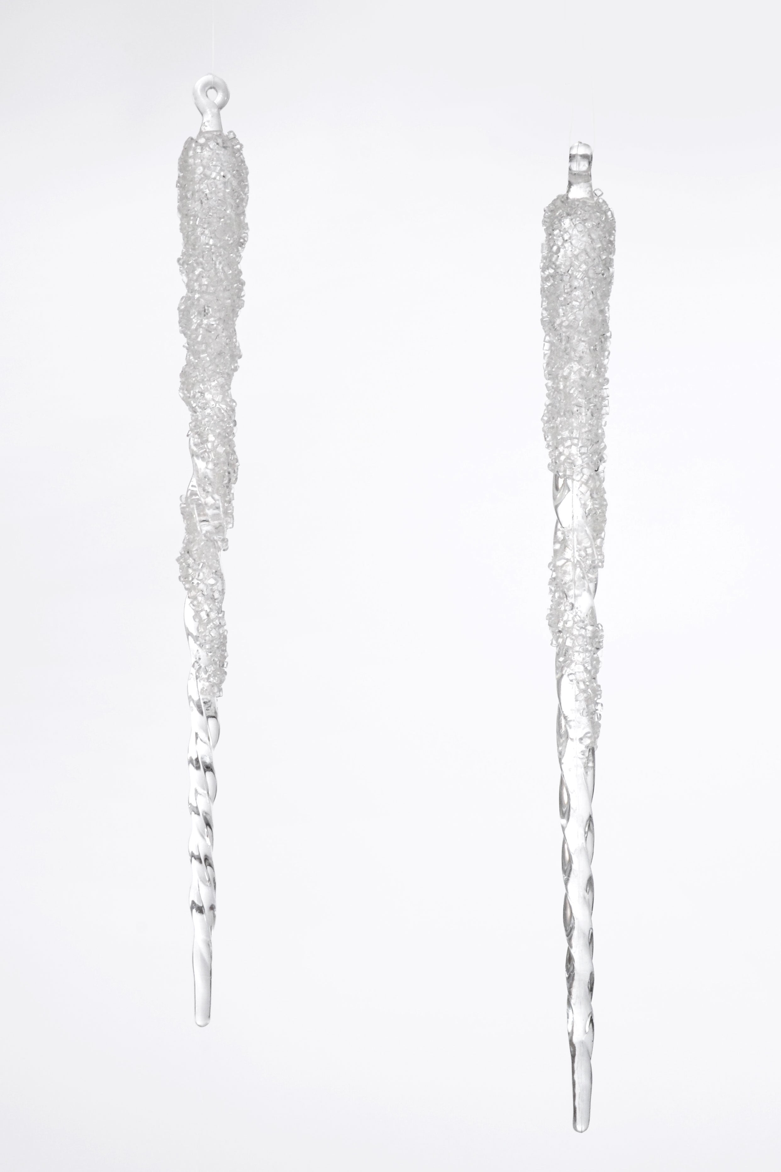 14.5" Icicles With Bead Clear Pkg2