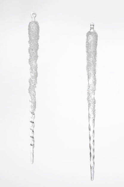 14.5" Icicles With Bead Clear Pkg2