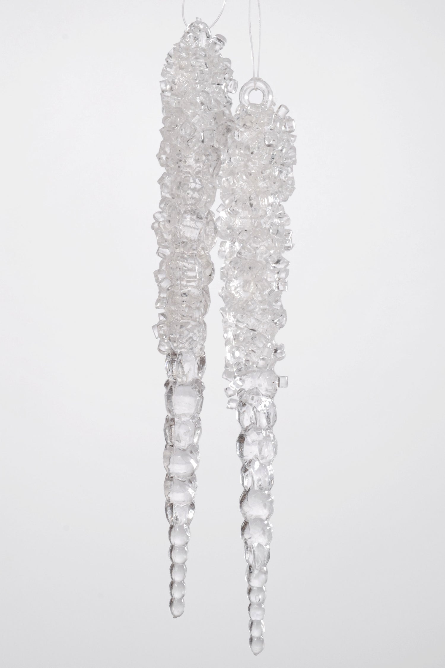 6" Icicles With Bead  Clear Pkg2