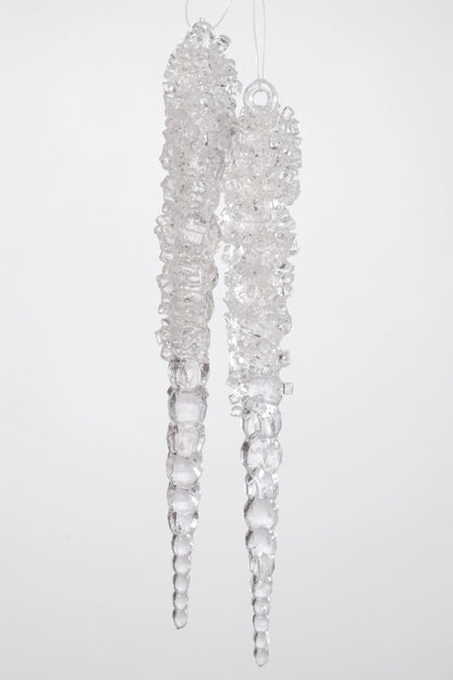 6" Icicles With Bead  Clear Pkg2