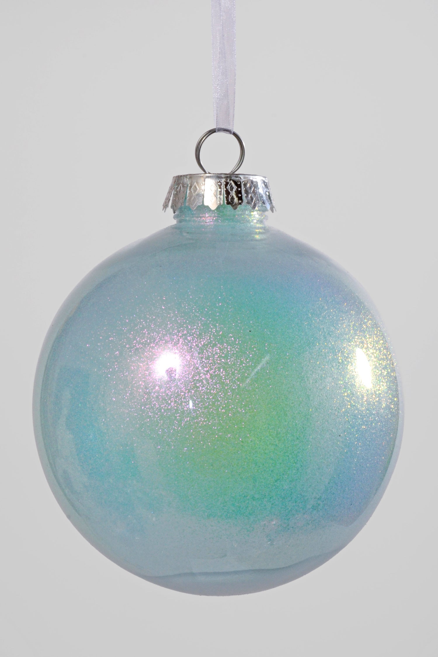 150mm Glitter Ball Ornament Blue