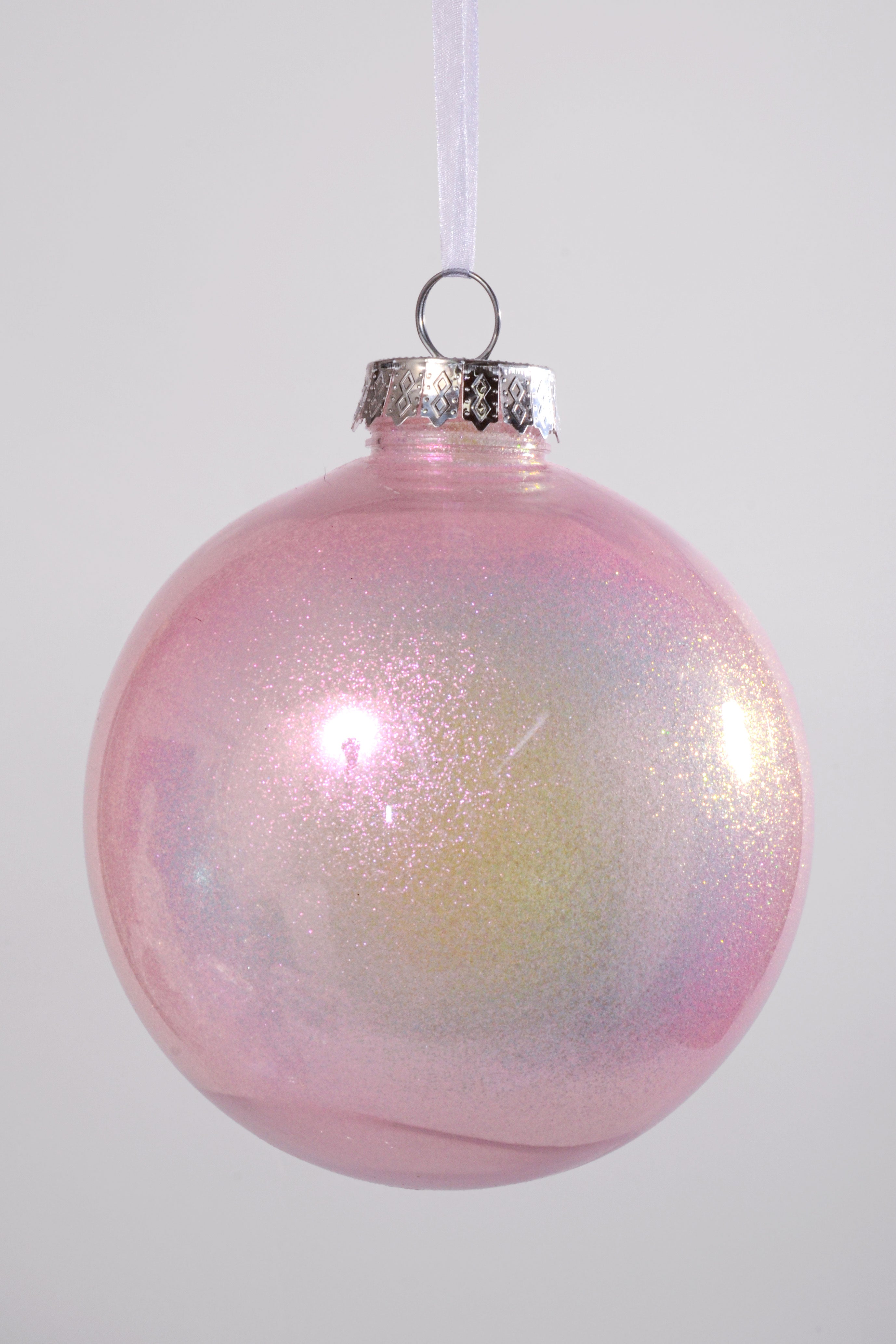 150mm Glitter Ball Ornament Pink
