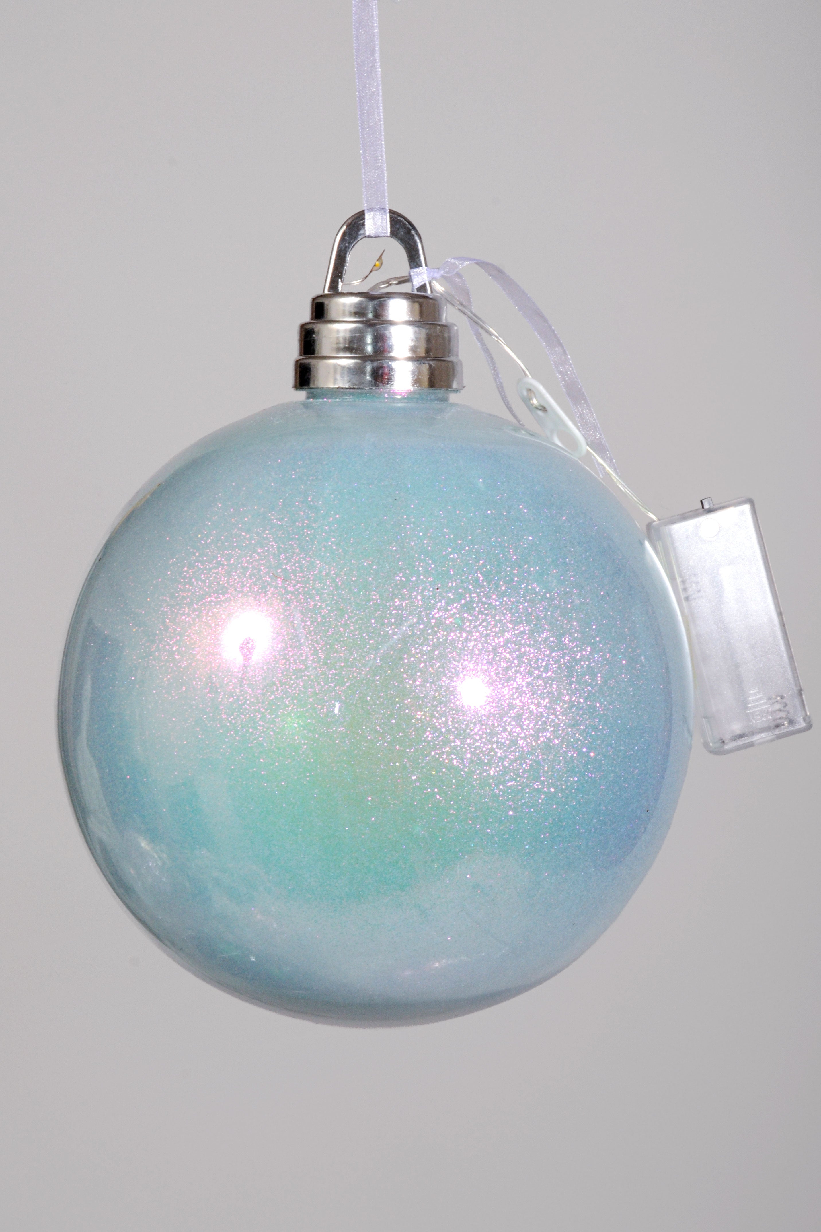 200mm Glitter Ball With Light Blue