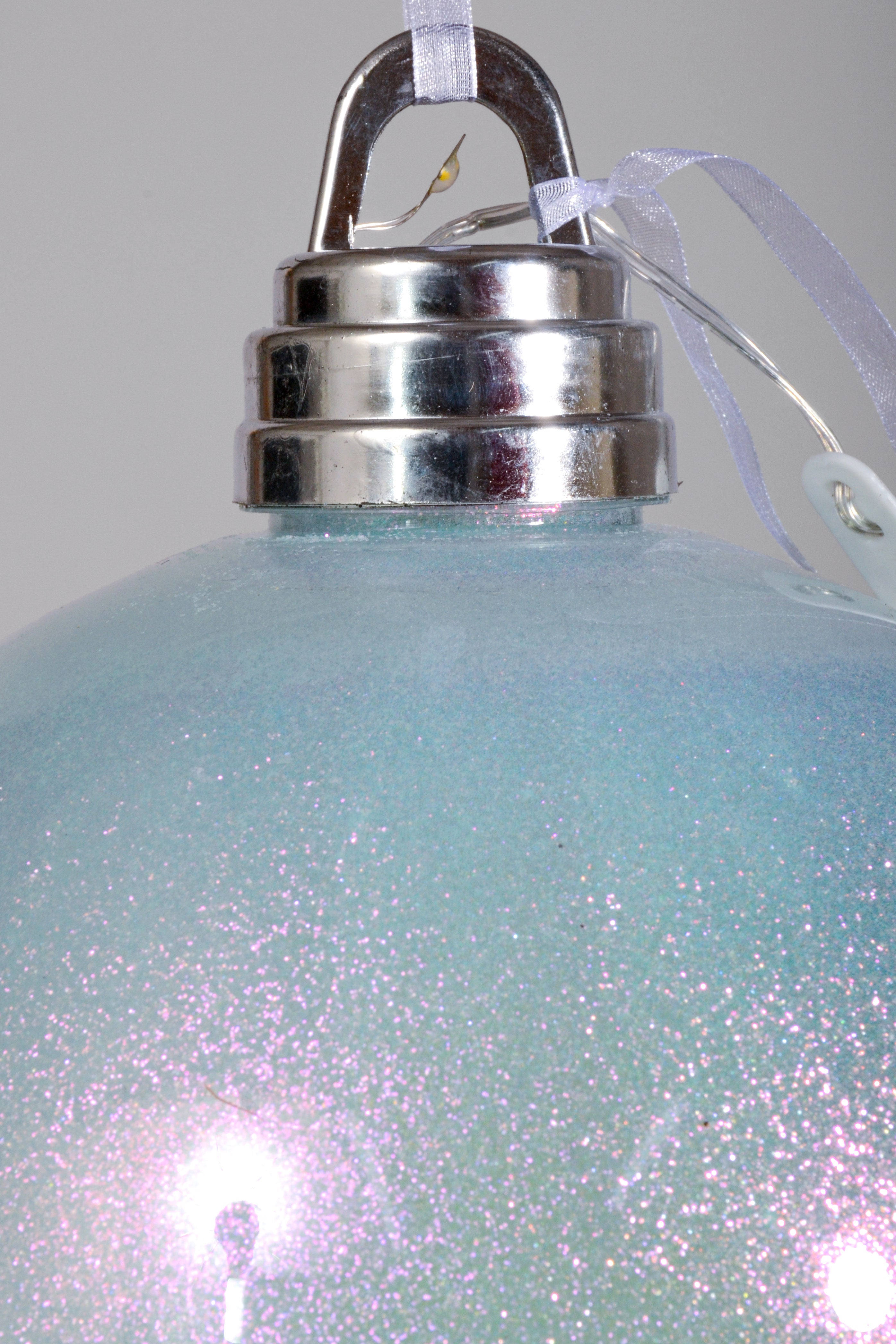 200mm Glitter Ball With Light Blue
