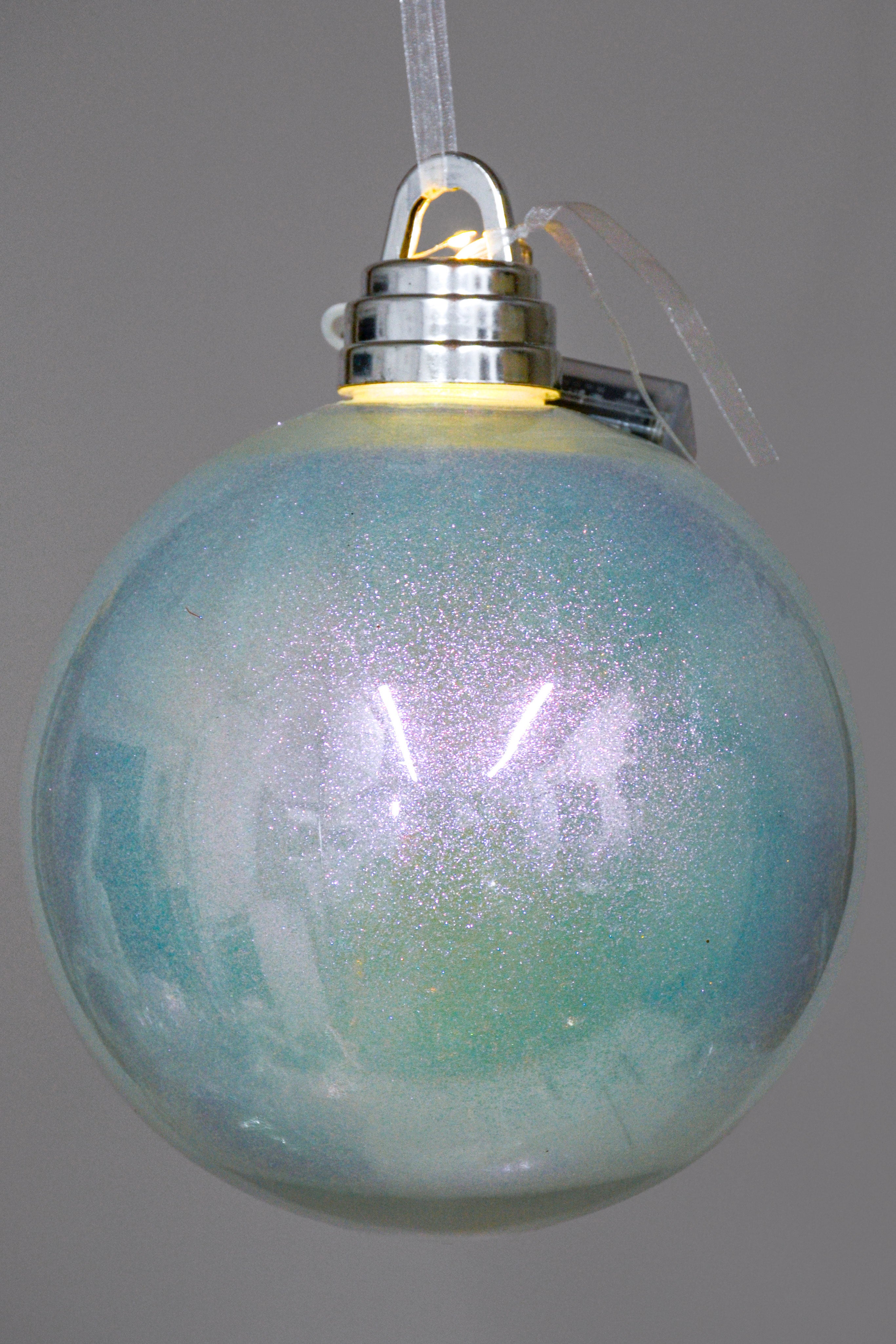 200mm Glitter Ball With Light Blue