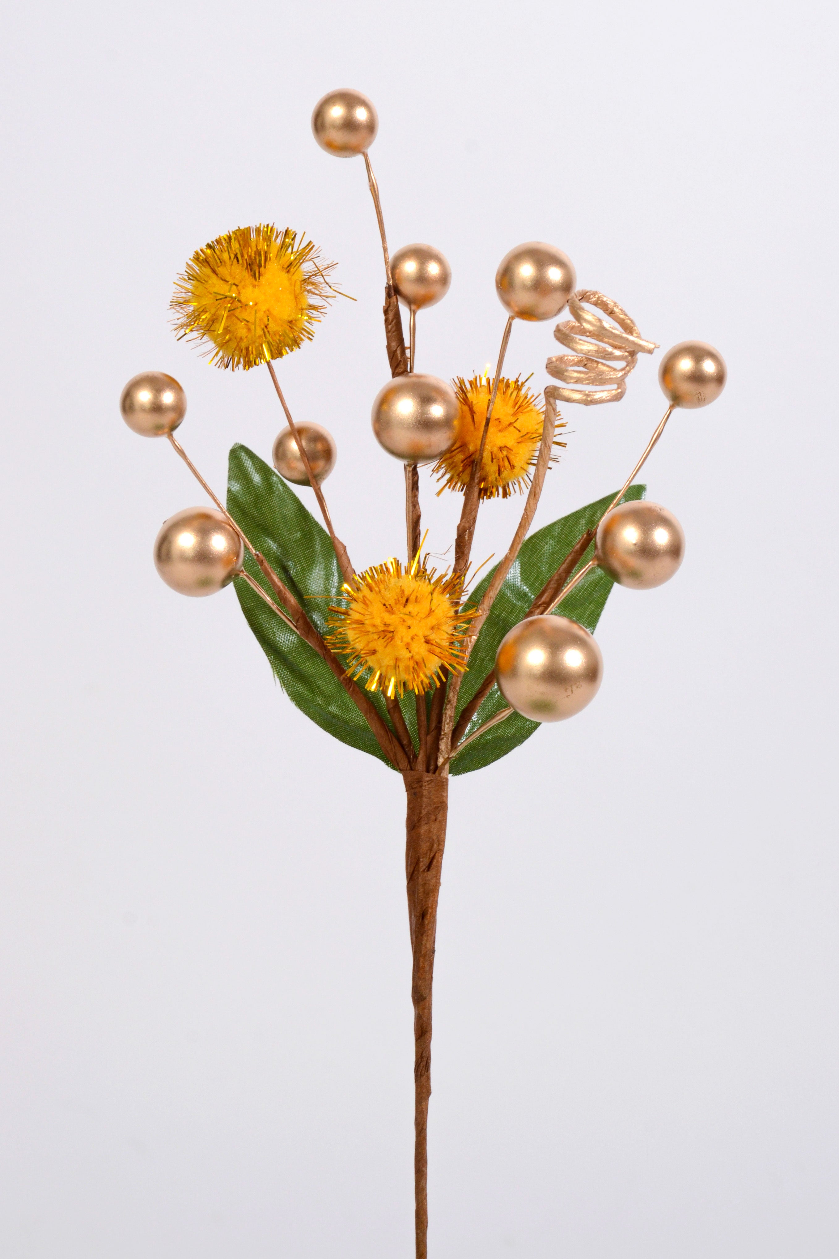 7.5" Berry Pompom Pick Gold