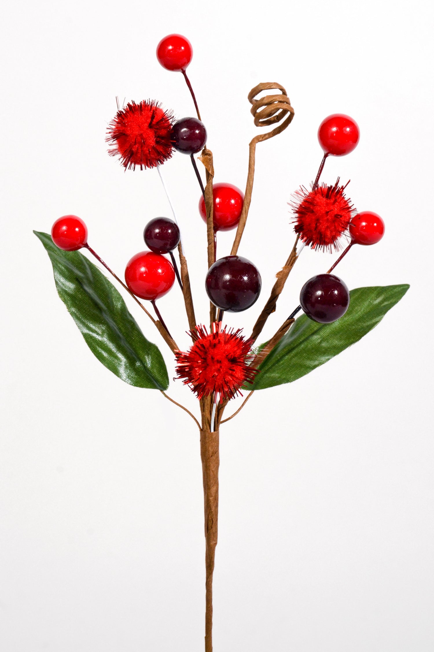 7.5" Berry Pompom Pick Red/Burgundy