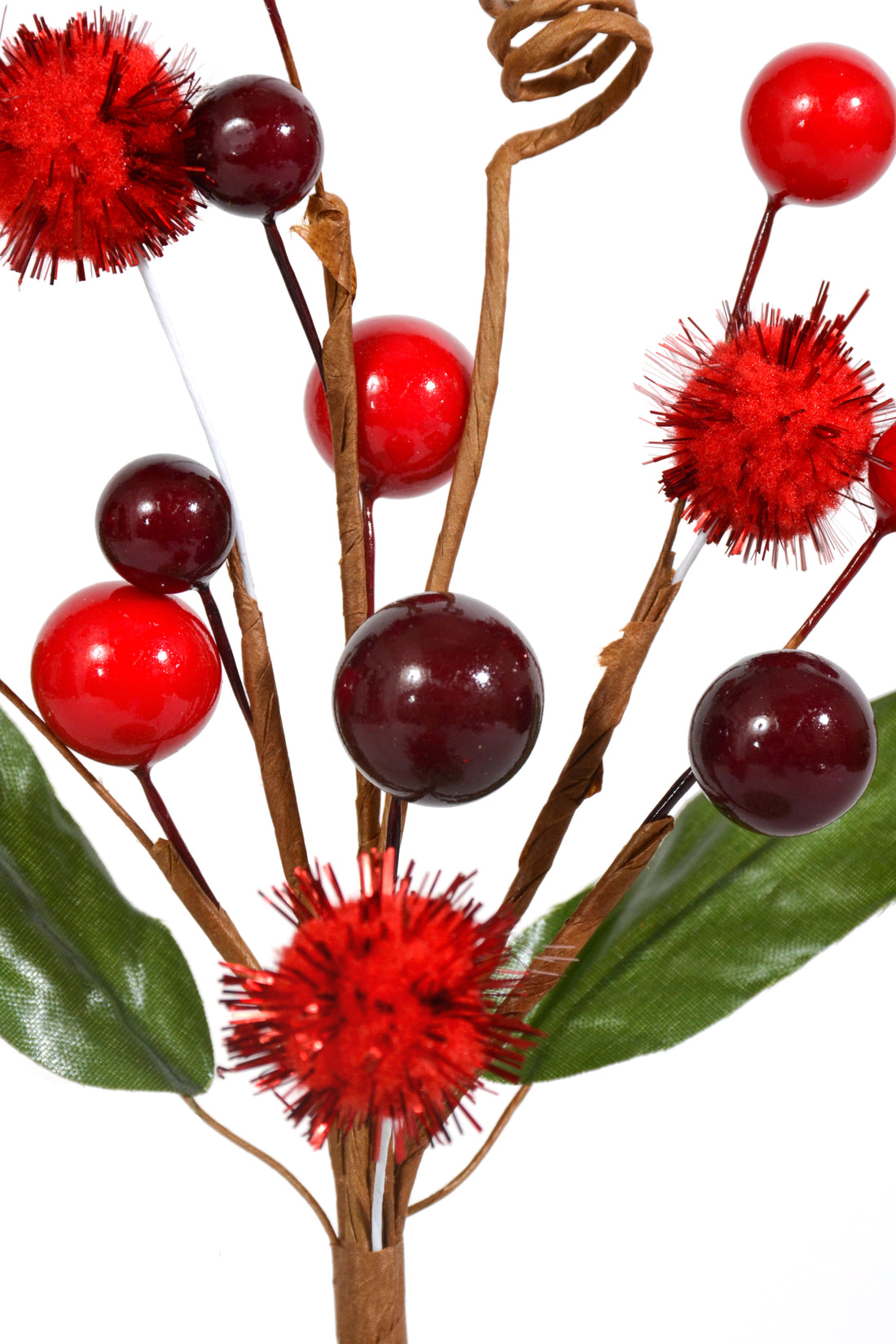 7.5" Berry Pompom Pick Red/Burgundy