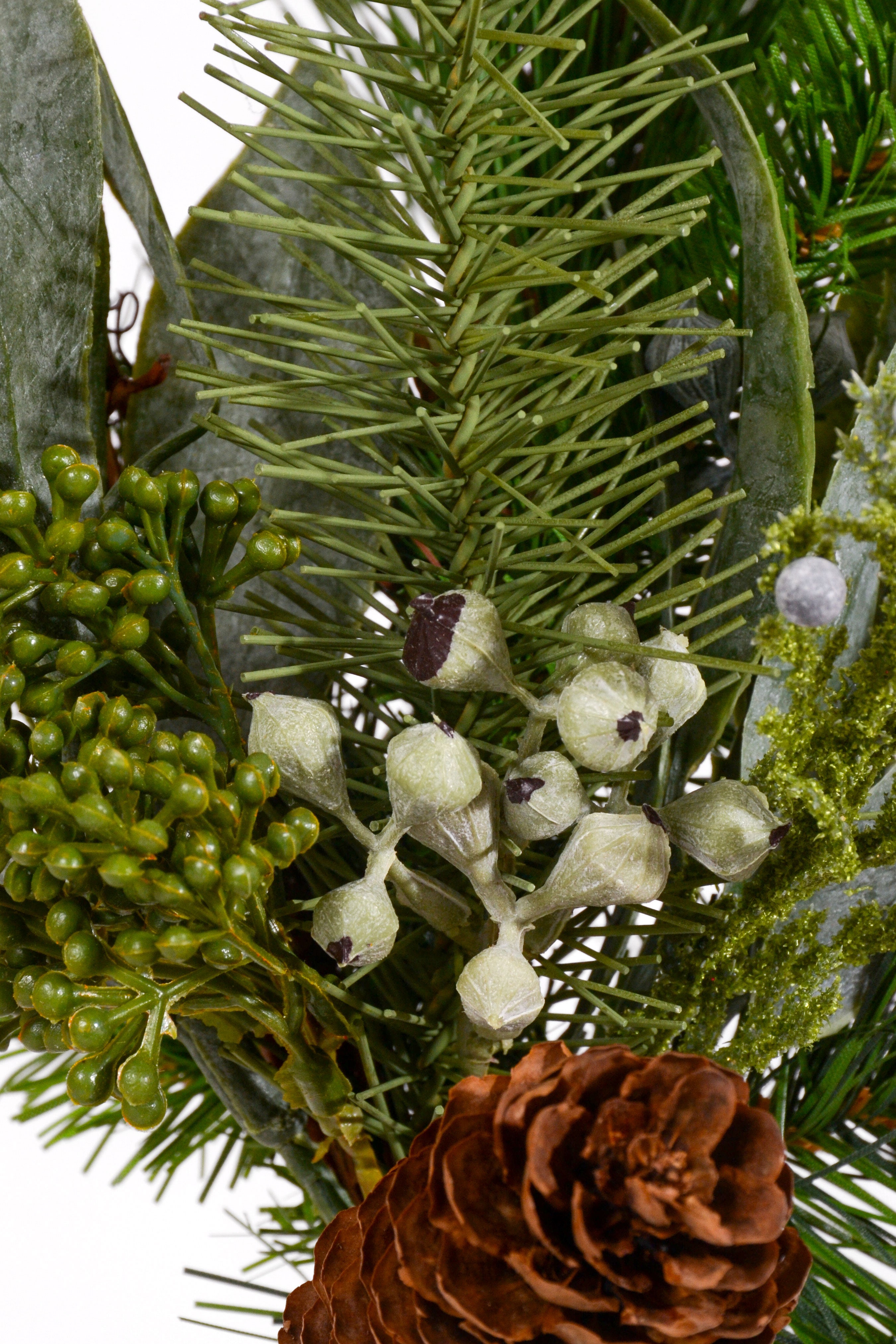 15" Mix Pine Spray Bay Leaf Green