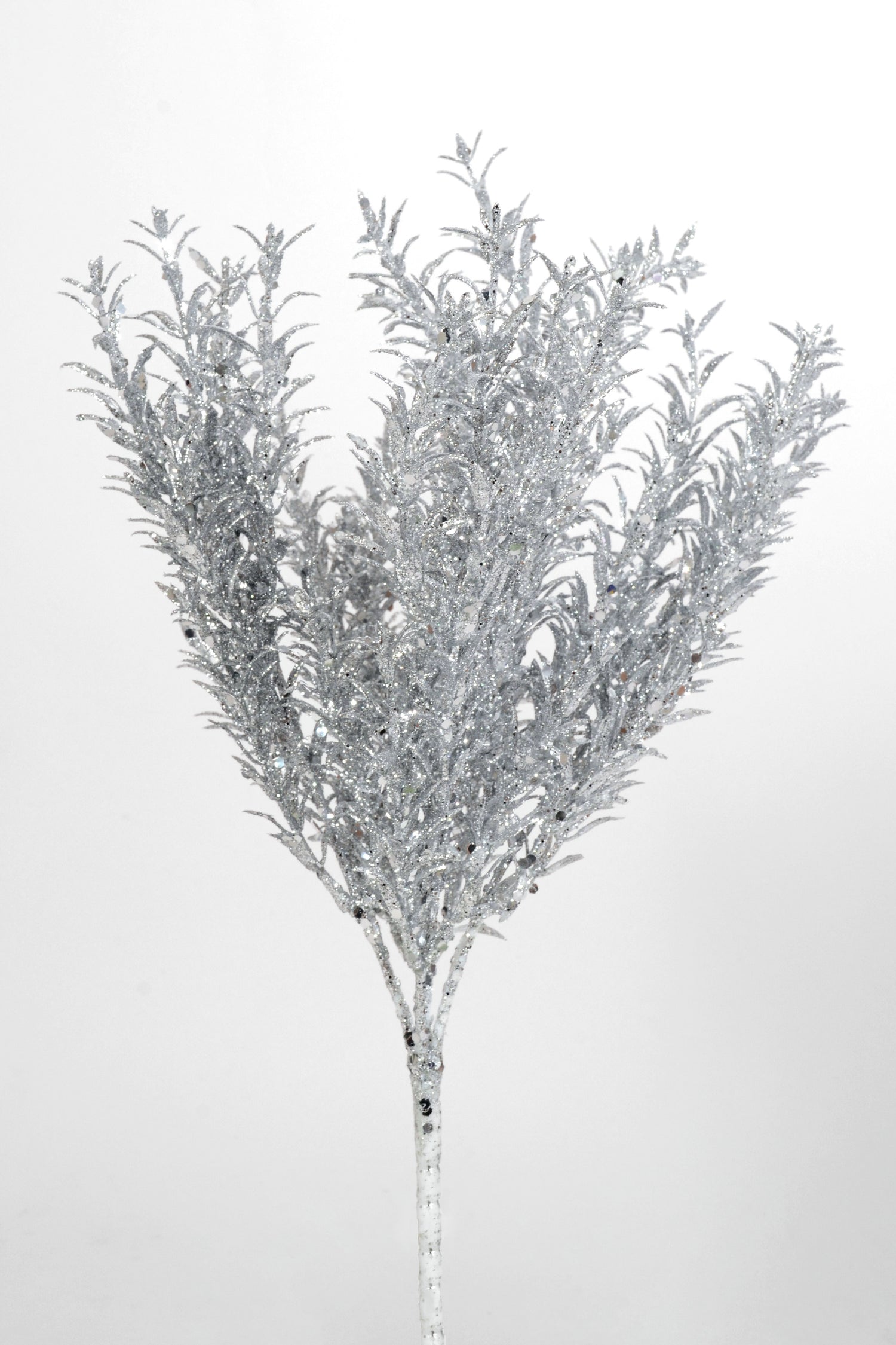 13" Glitter Rosemary Bush Silver