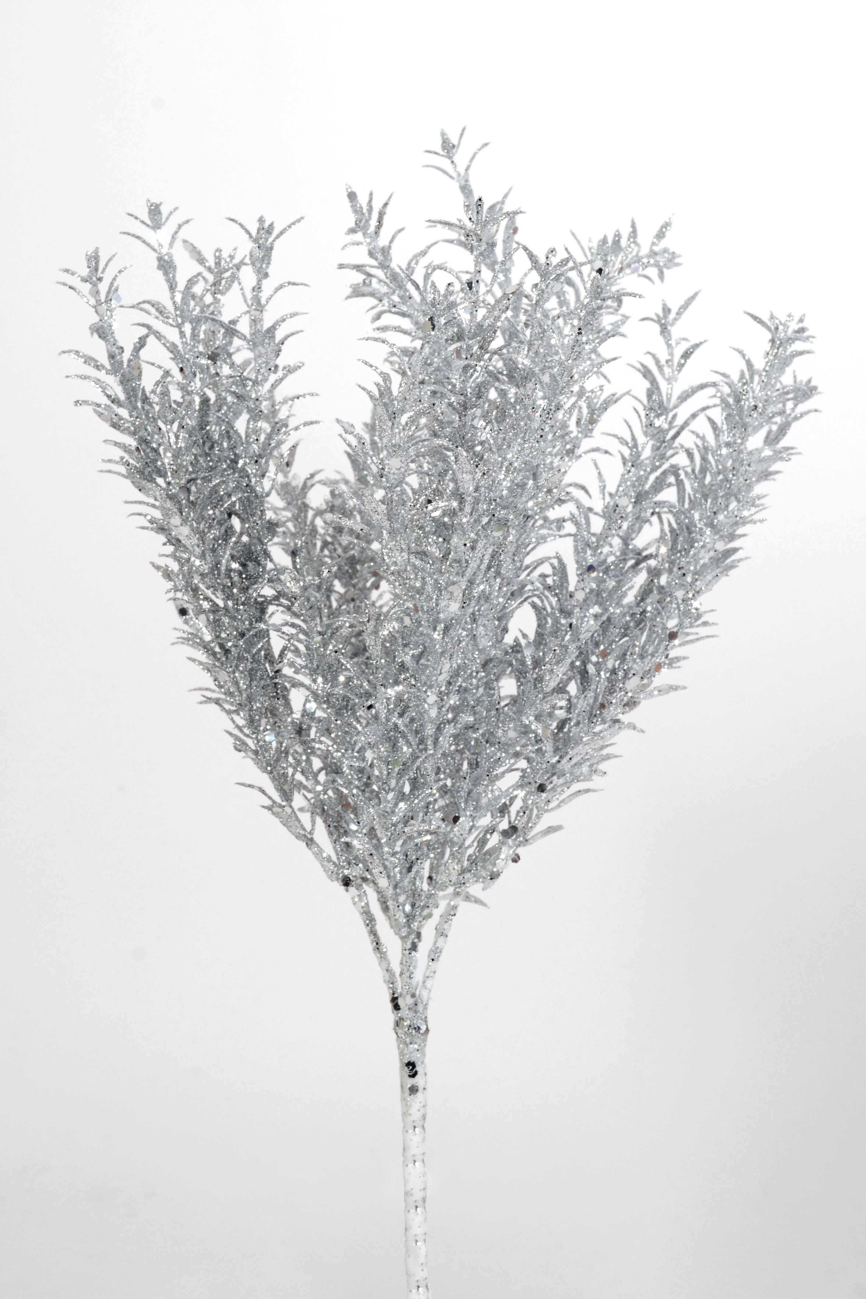 13" Glitter Rosemary Bush Silver