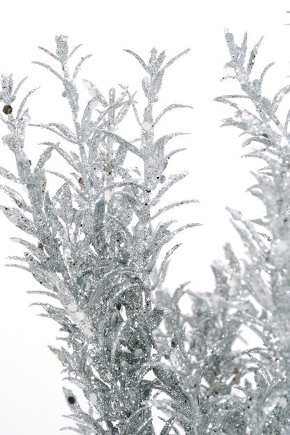 13" Glitter Rosemary Bush Silver