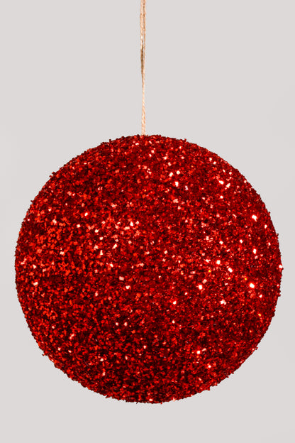 200MM  Ball Ornament With Sequin Red