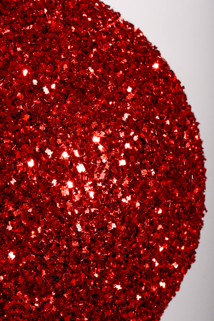 200MM  Ball Ornament With Sequin Red