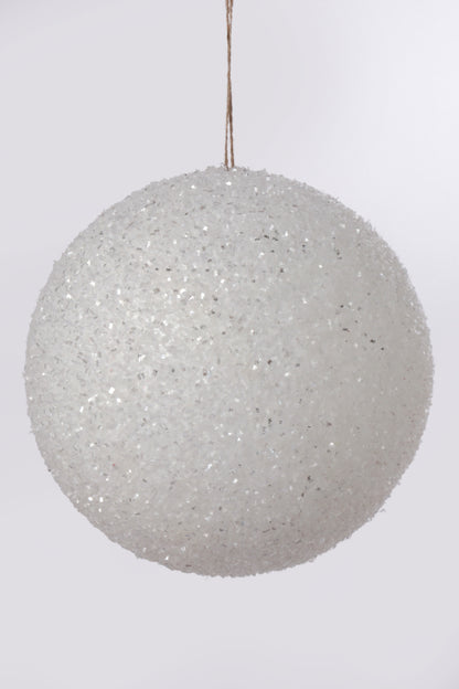 200MM  Ball Ornament With Sequin White