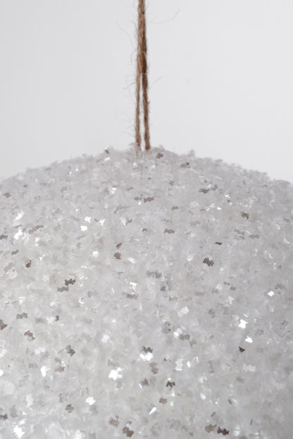 200MM  Ball Ornament With Sequin White