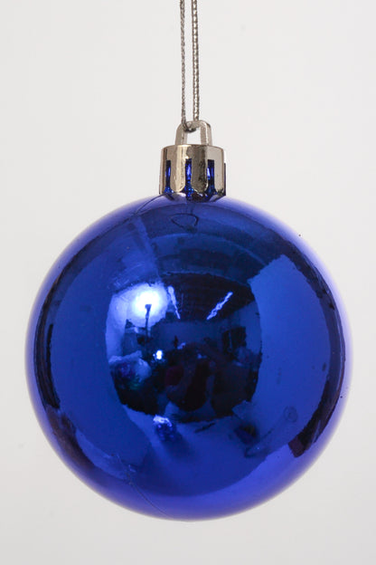 60MM Shiny Plastic Ornament Ball Bx/12 Royal Blue