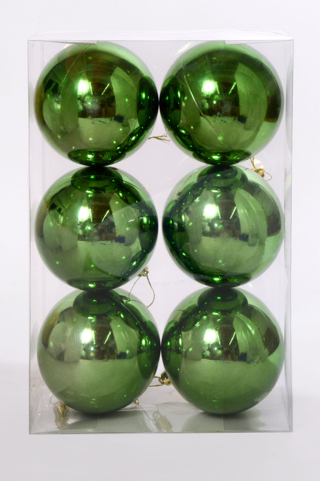 100MM Shiny Plastic Ornament Ball Bx/6 Sage