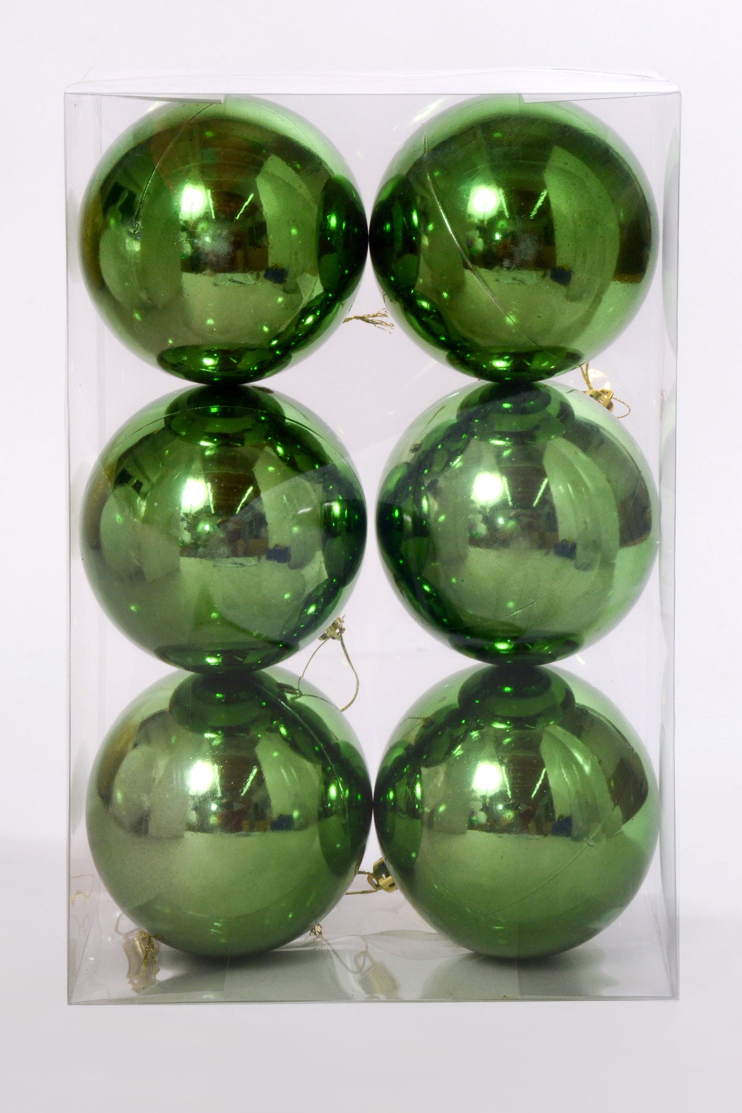 100MM Shiny Plastic Ornament Ball Bx/6 Sage