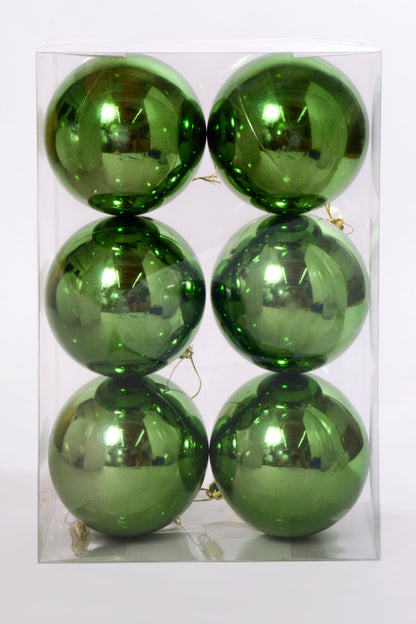100MM Shiny Plastic Ornament Ball Bx/6 Sage