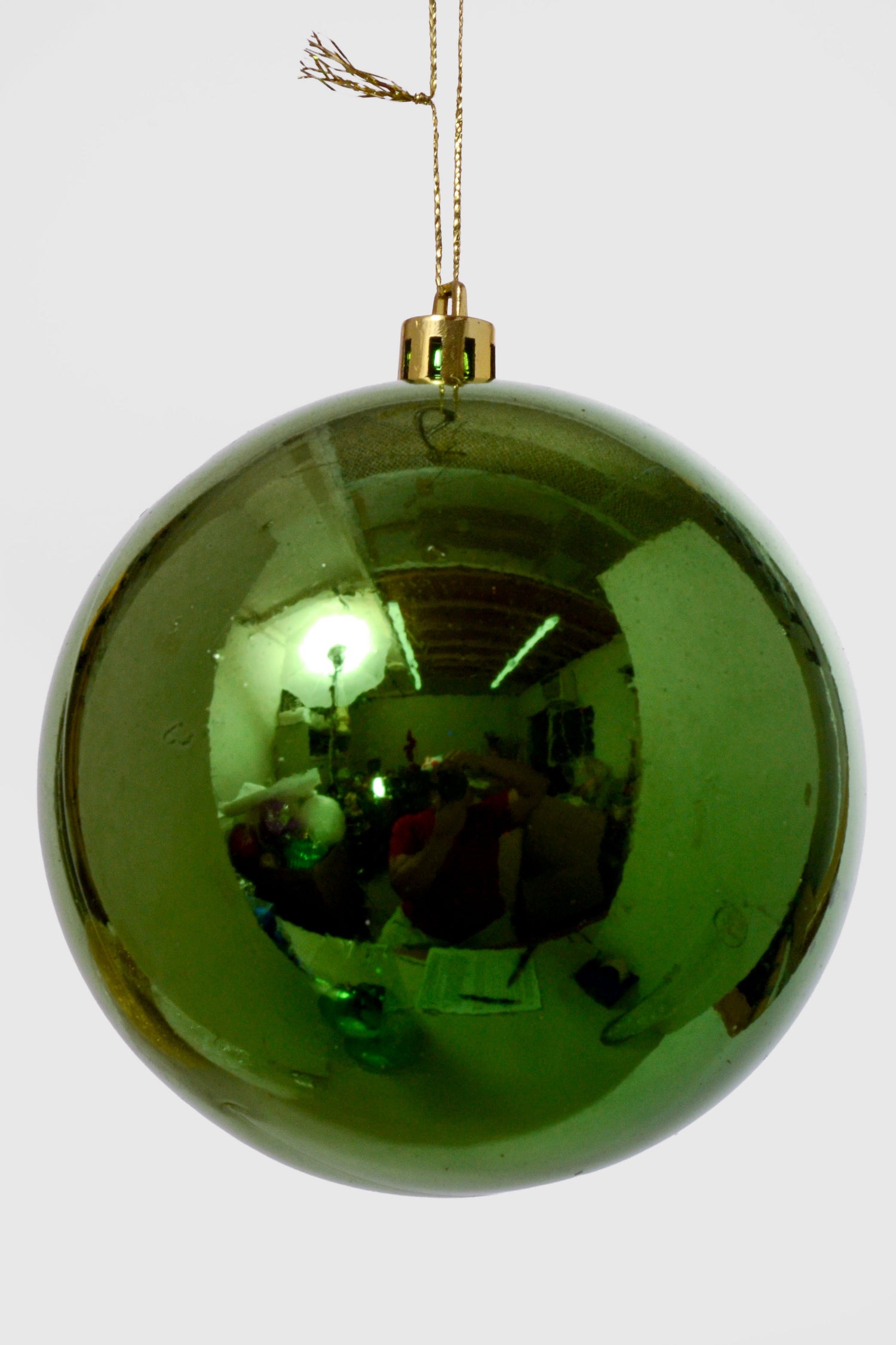 100MM Shiny Plastic Ornament Ball Bx/6 Sage