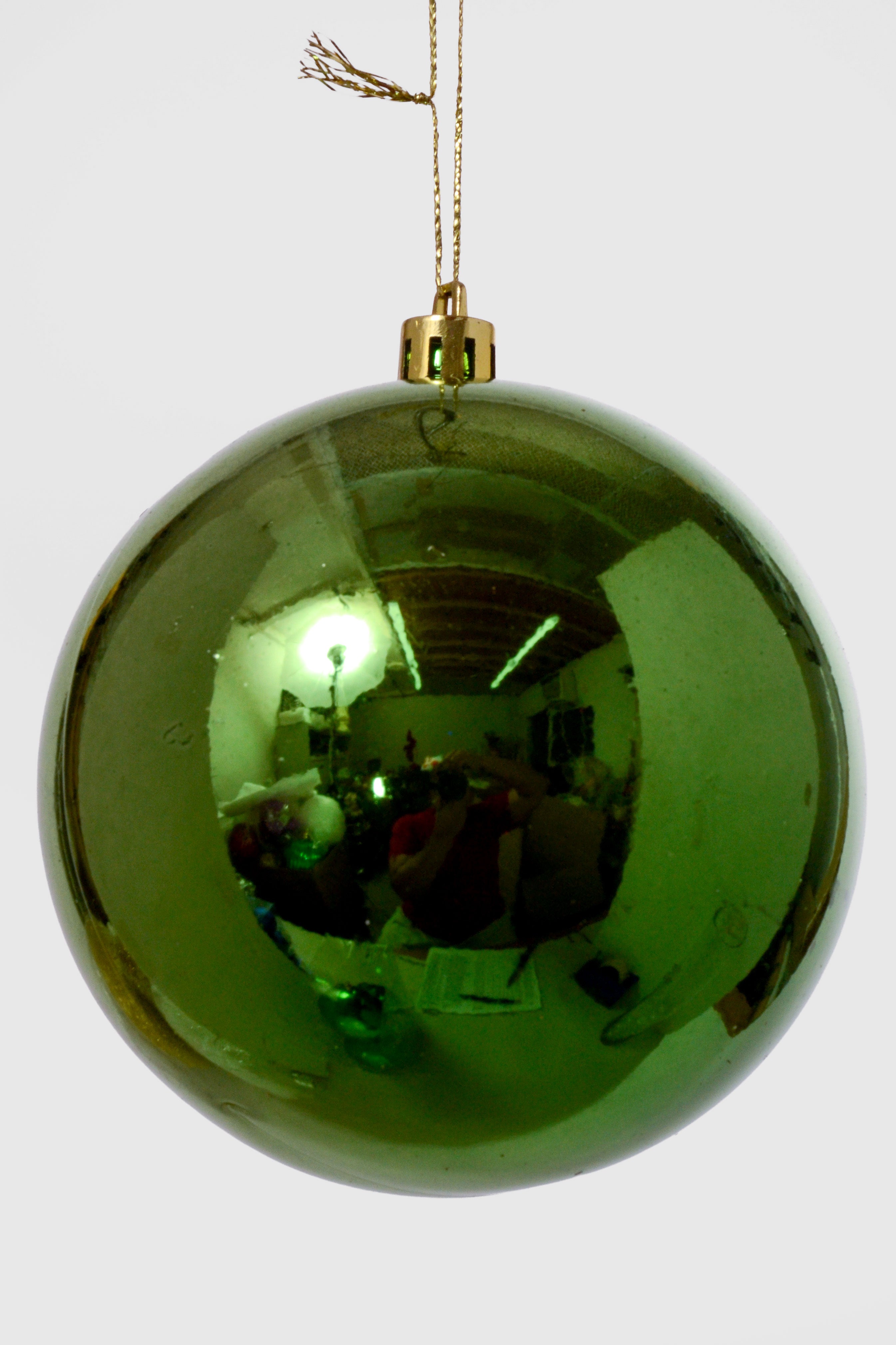 100MM Shiny Plastic Ornament Ball Bx/6 Sage