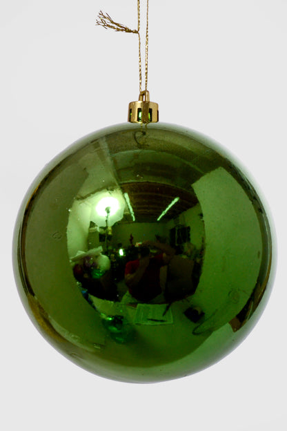 100MM Shiny Plastic Ornament Ball Bx/6 Sage