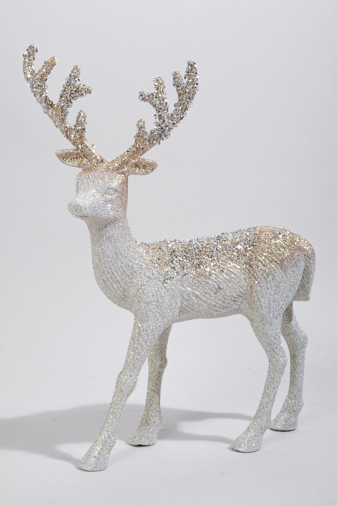 10" x 13" H Standing Deer With Jewels Champagne