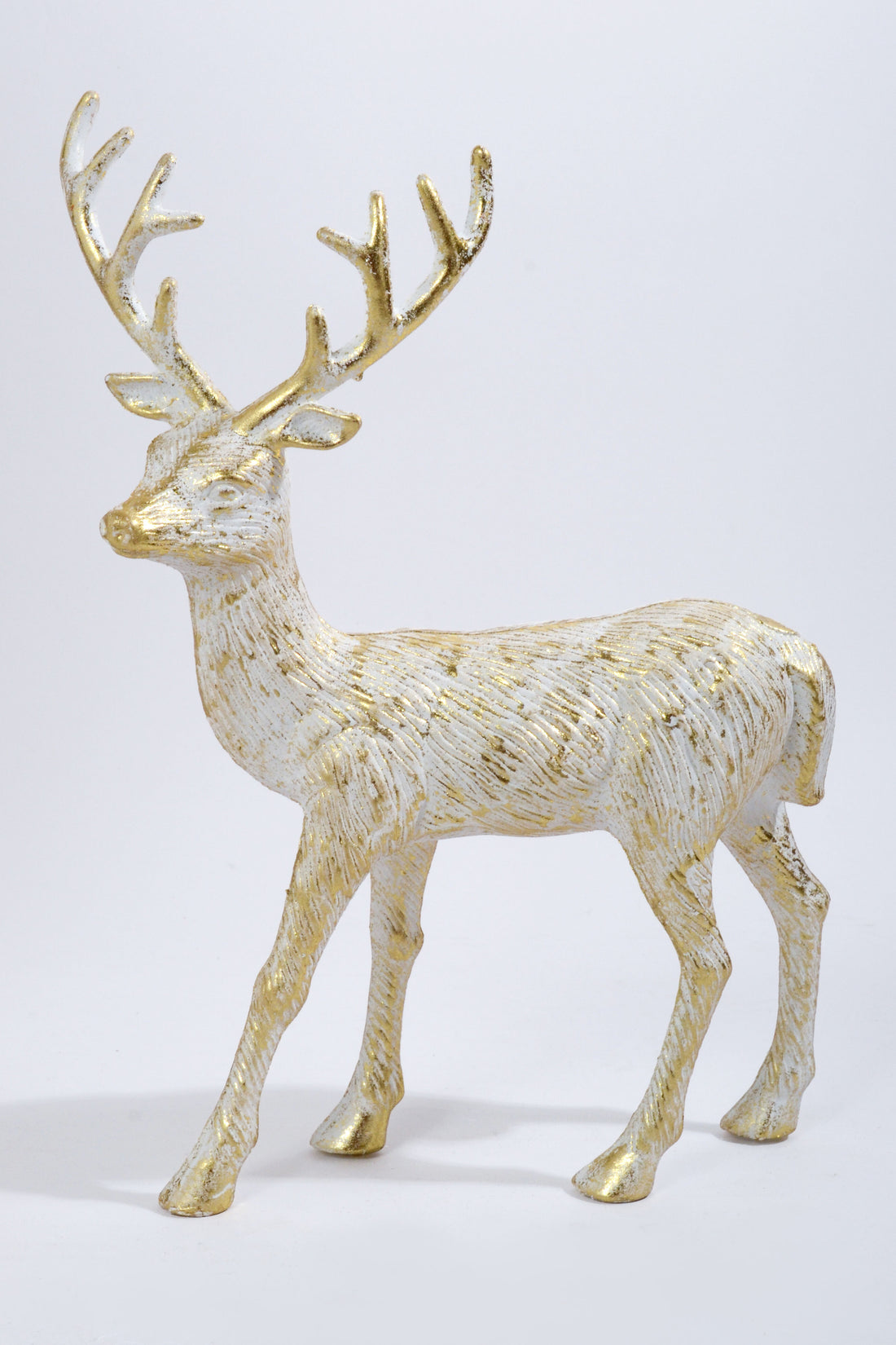 10" x 13" H Standing Deer Gold/White