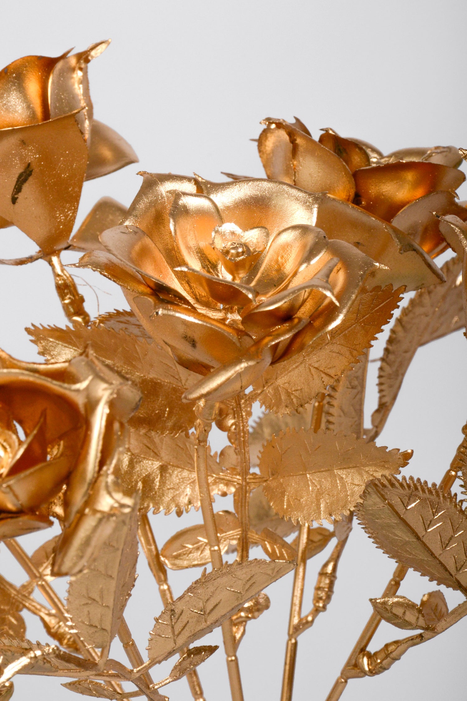 12.5" Metallic Rose Leaf Bush Gold