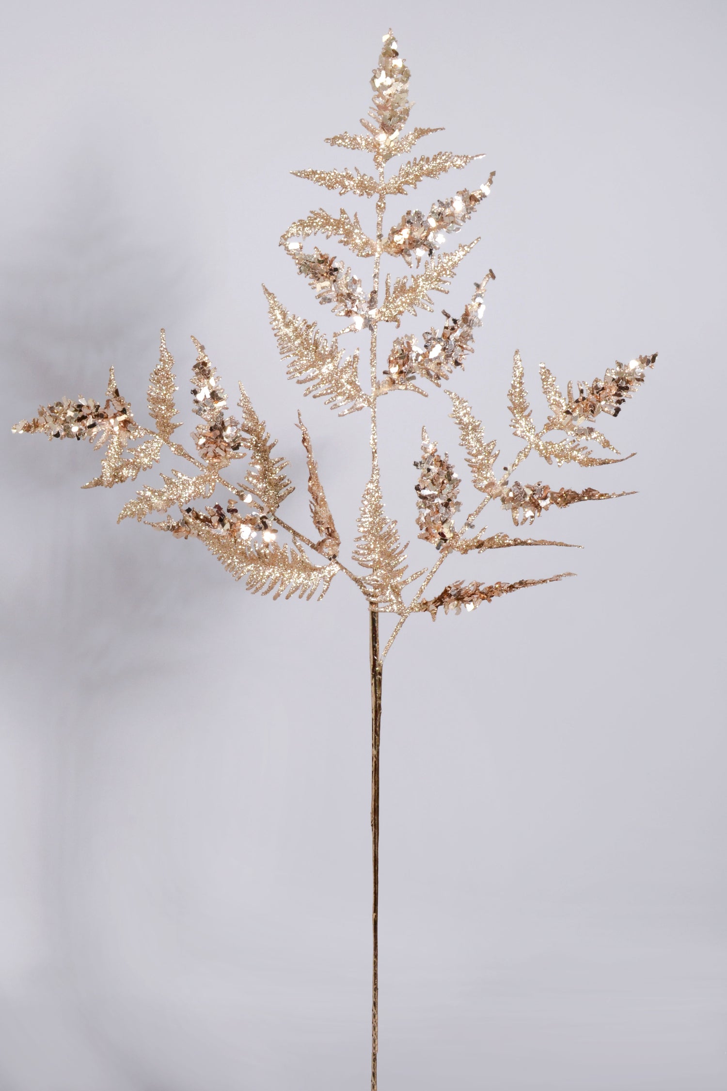 31" Metallic Leaf Spray With Glitter Champagne