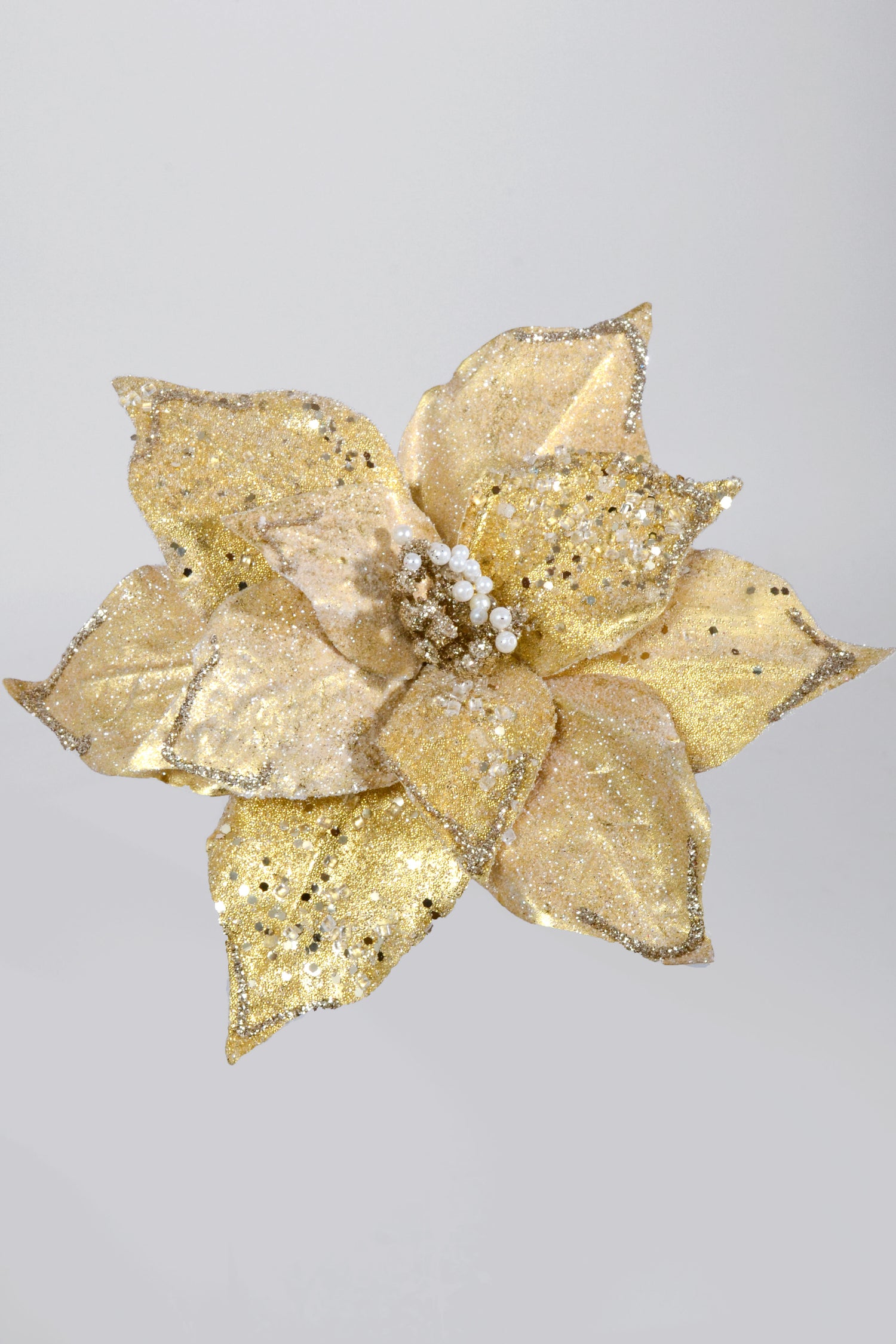 9" Poinsettia Pick Gold